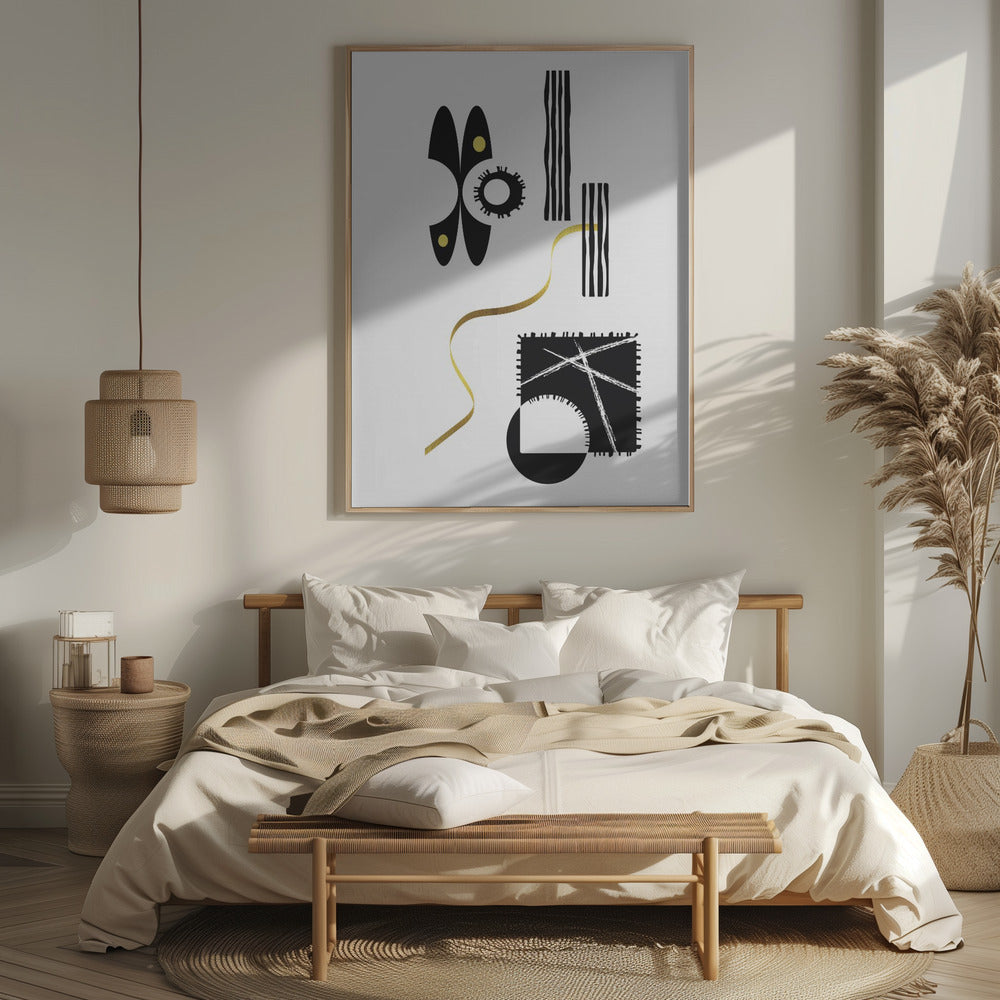 Black & White Abstract No. 3 | gold Poster